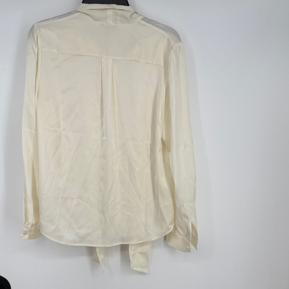 Quince Cream Tie-Neck Long Sleeve Blouse - Picture 7 of 8